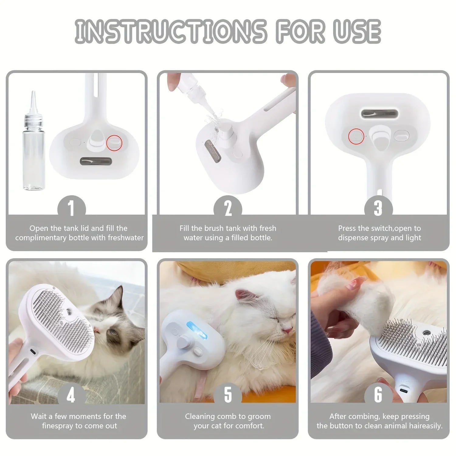 Upgraded Pet Grooming Comb & Steam Hair Remover for Dogs & Cats