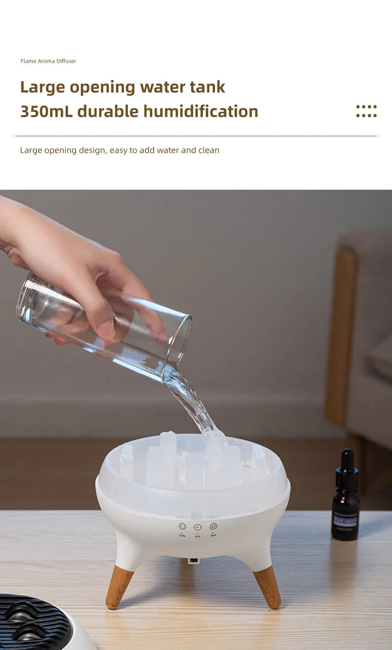 Flame Humidifier & Jellyfish Aroma Diffuser with Gradient Night Light