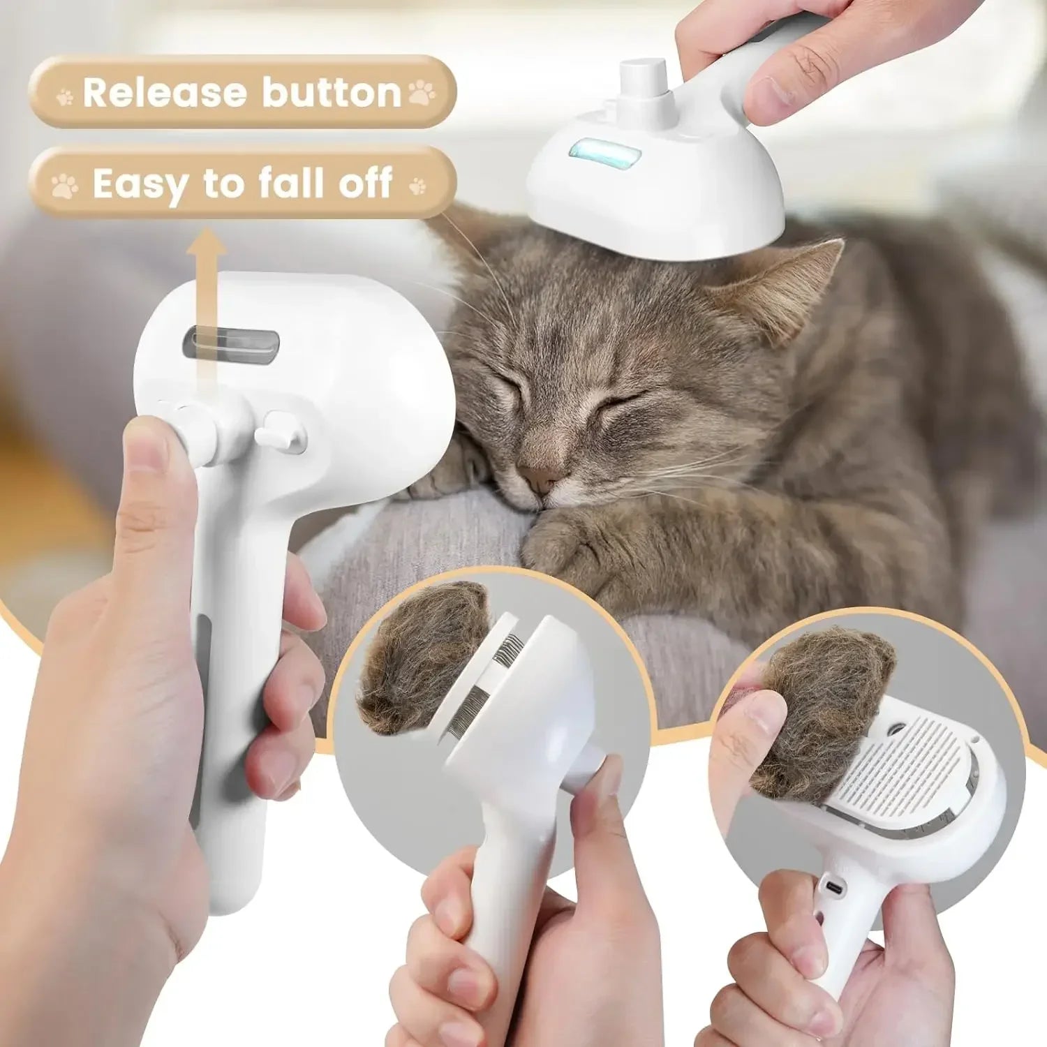 Upgraded Pet Grooming Comb & Steam Hair Remover for Dogs & Cats