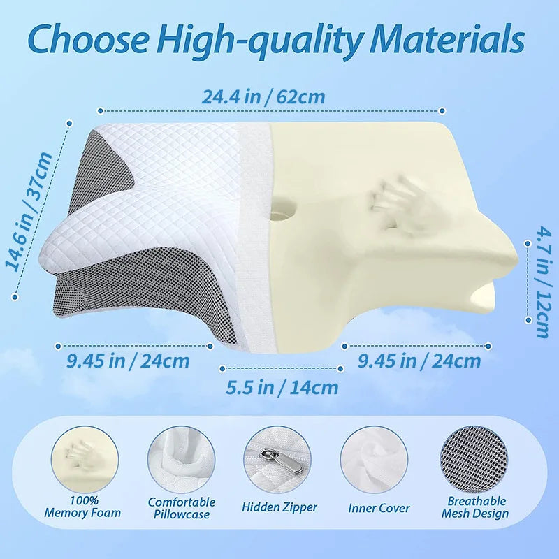 Orthopedic Memory Foam Neck Pillow for Comfort & Support