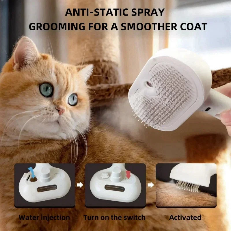 Upgraded Pet Grooming Comb & Steam Hair Remover for Dogs & Cats