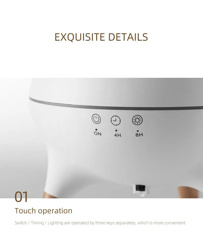 Flame Humidifier & Jellyfish Aroma Diffuser with Gradient Night Light