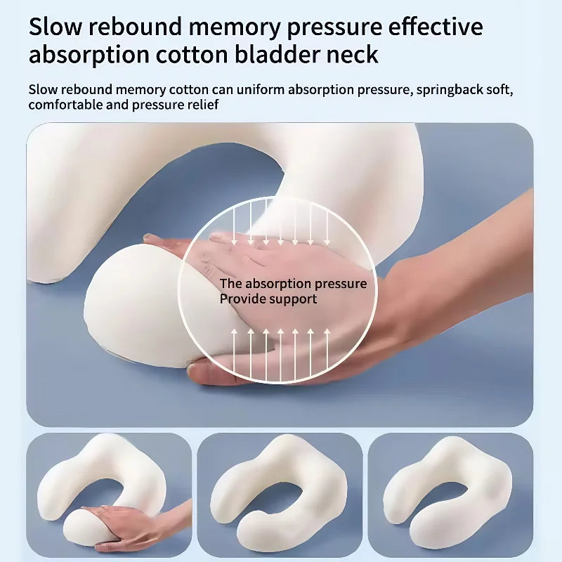 Portable U-Shaped Memory Foam Travel Neck Pillow with Adjustable Support