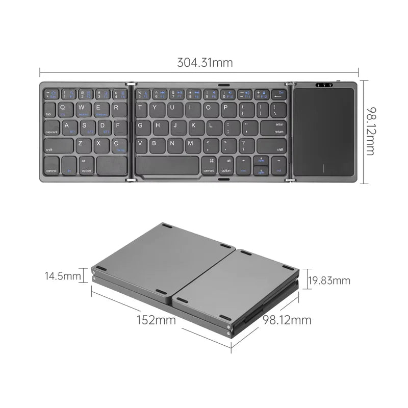 Foldable Bluetooth Keyboard With Touchpad