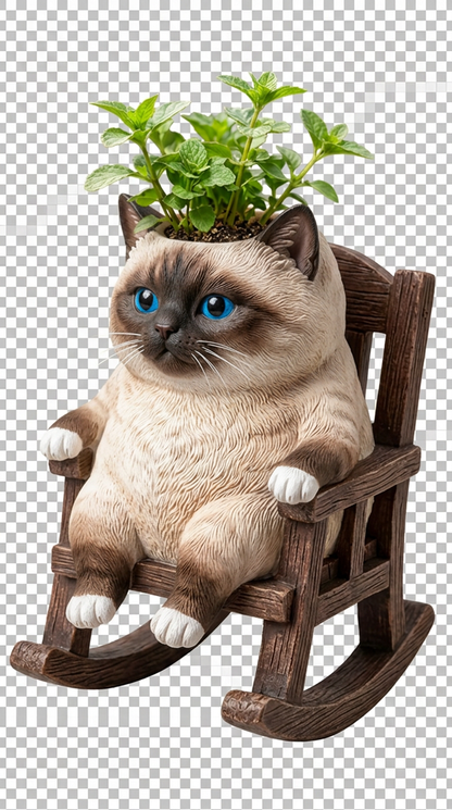Siamese cat rocking planter