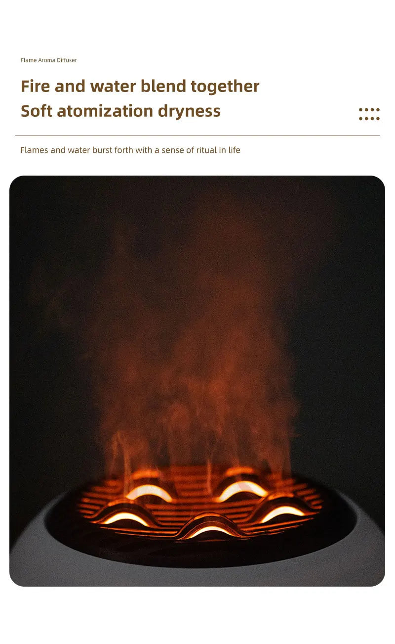 Flame Humidifier & Jellyfish Aroma Diffuser with Gradient Night Light