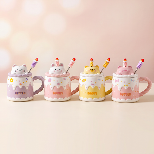 Melting Cake Mug — all four variants together