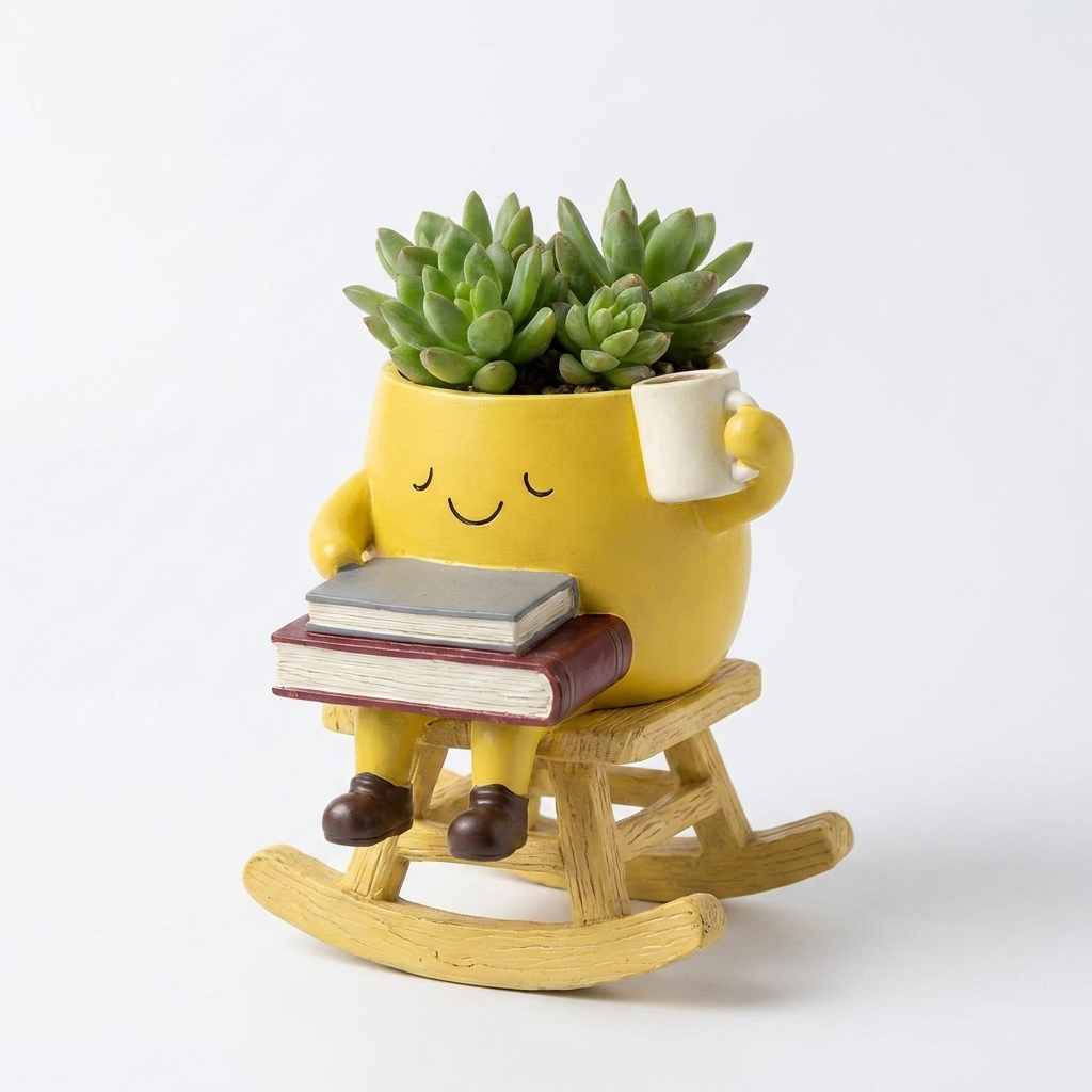 Happy Rocking Planter — Yellow, studio shot