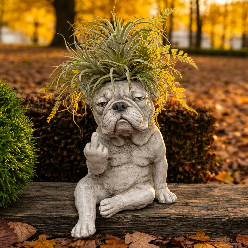 Stone Classic Bulldog Planter - Outdoor Garden