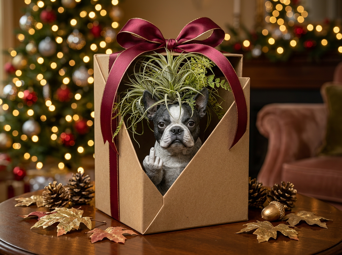 Bad Boy Bulldog Planter - Gift Wrapped