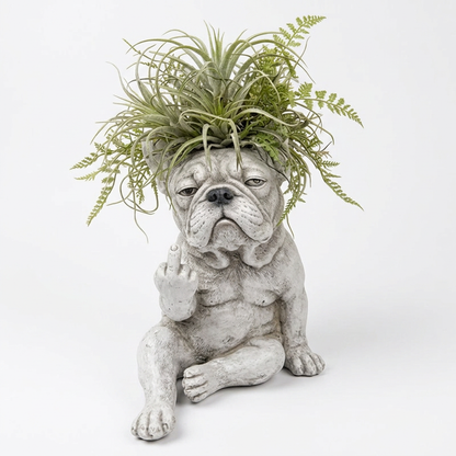 Stone Classic Bulldog Planter - Front View